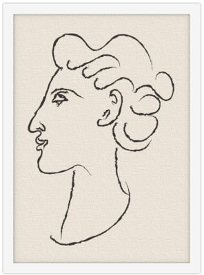 Προφίλ σγουρομάλλας κυρίας, Line Art, Πίνακες σε καμβά, 15 x 20 εκ.