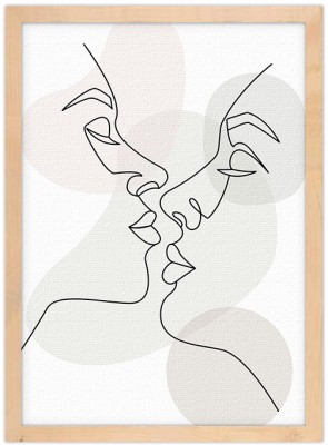 Ερωτευμένο ζευγάρι, Line Art, Πίνακες σε καμβά, 15 x 20 εκ.