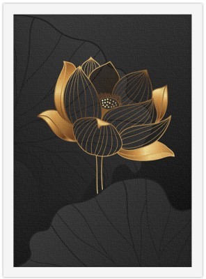 Μαύρο λουλούδι στο σκοτάδι Line Art Πίνακες σε καμβά 20 x 30 εκ. (45687)