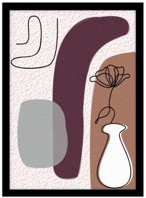 Λουλούδι στο βάζο και σχηματισμοί, Line Art, Πίνακες σε καμβά, 15 x 20 εκ.