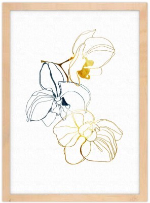 Λευκό φόντο με γραμμικά λουλούδια, Line Art, Πίνακες σε καμβά, 20 x 30 εκ. (45701)