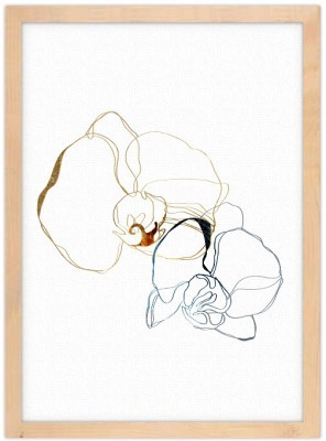 Χρυσά περιγράμματα λουλουδιών Line Art Πίνακες σε καμβά 20 x 30 εκ. (45702)