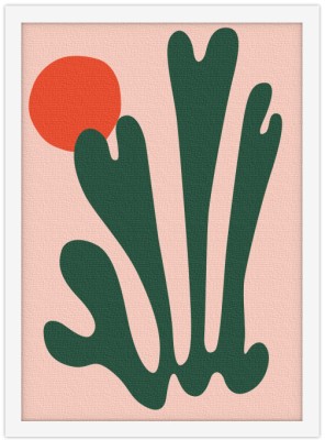 Green plant in pink, Line Art, Πίνακες σε καμβά, 15 x 20 εκ.