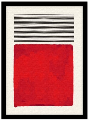 Houseart Red shape, Line Art, Πίνακες σε καμβά, 15 x 20 εκ.