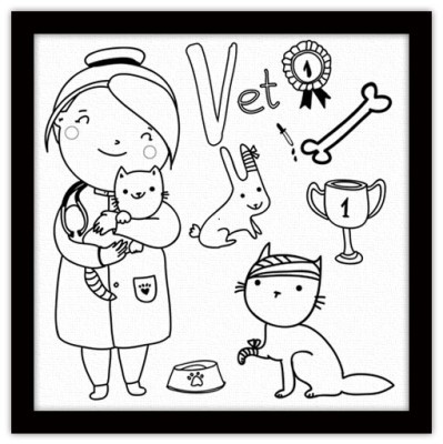 Houseart - ΣΗΜΑΝΤΙΚΟ: Σε περίπτωση διαφοράς τιμής από το κατάστημα ισχύει παντα και μόνο η τιμή του καταστήματος Κτηνίατρος, Μικροί ζωγράφοι DIY, Πίνακες σε καμβά, 40 x