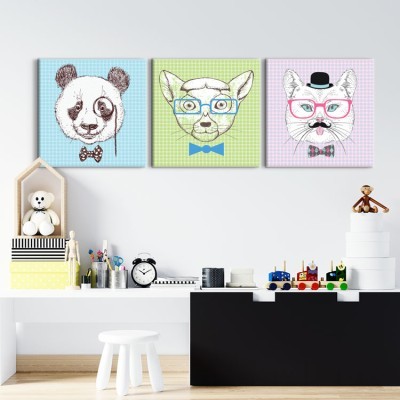 Ρετρό ζώα, Παιδικά, Multipanel, 150 x 50 εκ.