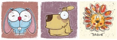 Houseart Γενναία Ζωάκια, Παιδικά, Multipanel, 150 x 50 εκ.