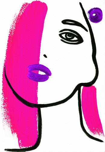 Πορτρέτο γυναίκας με ροζ μαλλιά