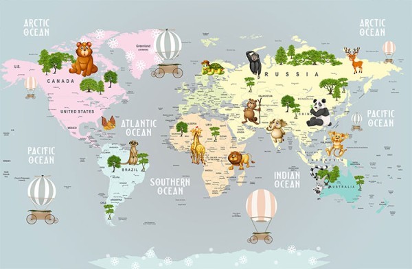 Πολύχρωμος χάρτης με ζώα