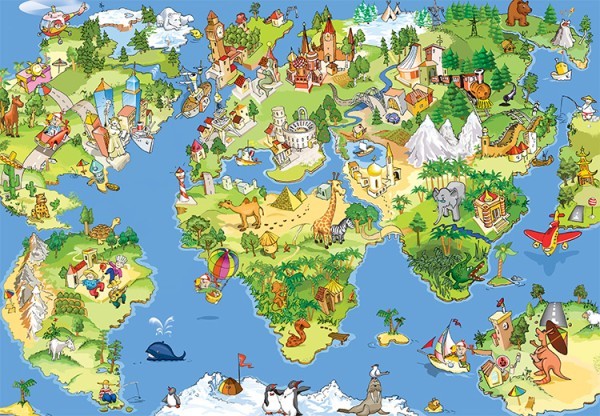 Πολύχρωμος χάρτης με αξιοθέατα και ζώα