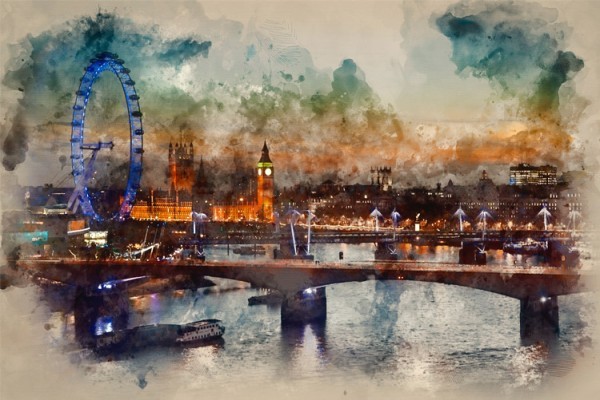 Ζωγραφιά Λονδίνου με Νερομπογιές