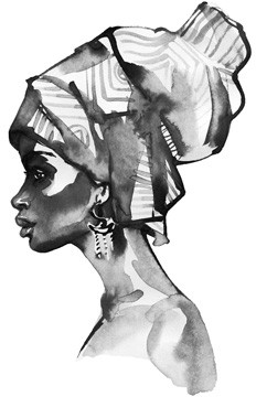 African Woman Drawing