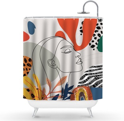Κοπέλα και πολύχρωμα μοτίβα, Line Art, Κουρτίνες μπάνιου, 150 x 180 εκ.