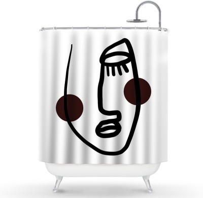 Houseart Μαύρο πρόσωπο με καφέ μάγουλα, Line Art, Κουρτίνες μπάνιου, 150 x 180 εκ.