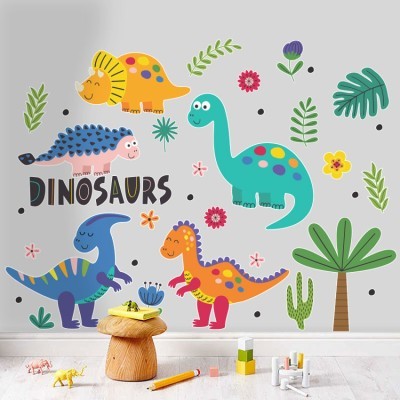 Houseart Πολύχρωμοι δεινόσαυροι, Παιδικά, Mini Pack αυτοκόλλητα, 96x79cm