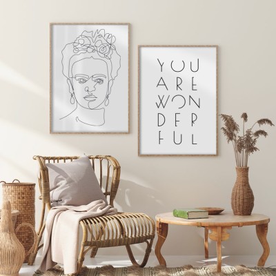 Houseart Αισθητική γραμμική τέχνη, σε Καμβά, Gallery Wall, 2 Τεμάχια