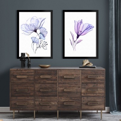 Minimal μοβ λουλούδια, σε Καμβά, Gallery Wall, 2 Τεμάχια