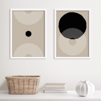 Circles in beige, σε Καμβά, Gallery Wall, 2 Τεμάχια