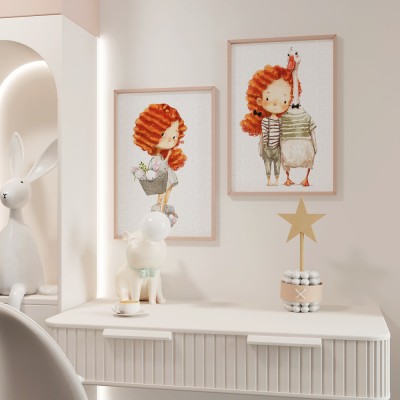 Τα κοριτσάκια με τα κόκκινα μαλλιά, σε Καμβά, Gallery Wall, 2 Τεμάχια