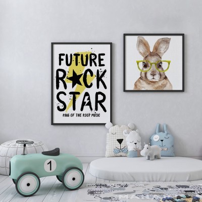 Houseart Bunny Rockstar, σε Καμβά, Gallery Wall, 2 Τεμάχια