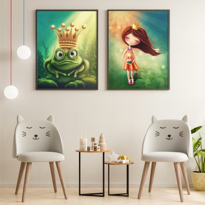 Ο βάτραχος & Η πριγκίπισσα, σε Καμβά, Gallery Wall, 2 Τεμάχια