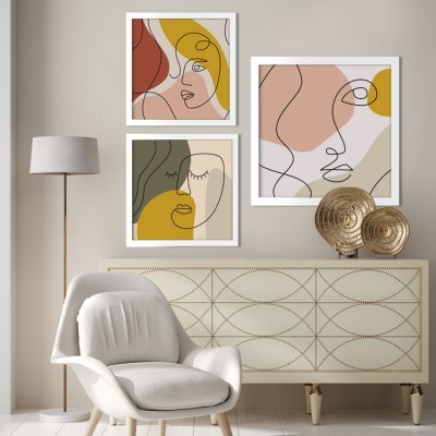 Γραμμικό ανθρώπινο περίγραμμα, σε Καμβά, Gallery Wall, 3 Τεμάχια