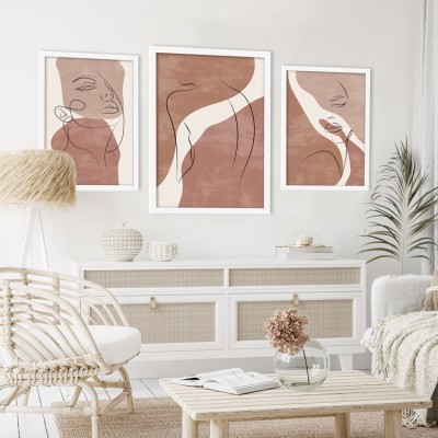 Παστέλ χρωματισμοί με περιγράμματα, σε Καμβά, Gallery Wall, 3 Τεμάχια