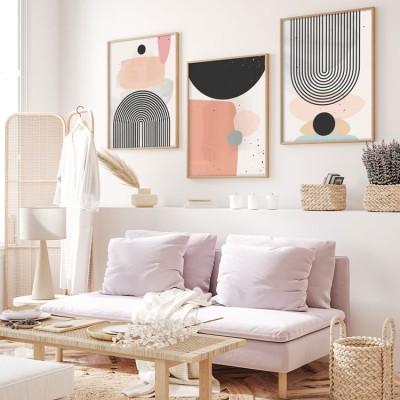 Pastel & black painting, σε Καμβά, Gallery Wall, 3 Τεμάχια