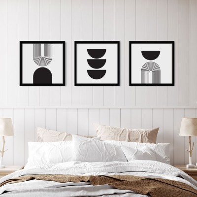 Μισοφέγγαρα και γραμμές, σε Καμβά, Gallery Wall, 3 Τεμάχια