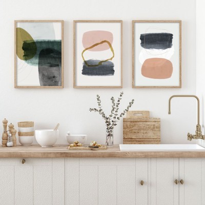 Αφηρημένες παστέλ πινελιές, σε Καμβά, Gallery Wall, 3 Τεμάχια