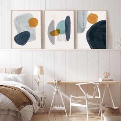 Orange and blue, σε Καμβά, Gallery Wall, 3 Τεμάχια