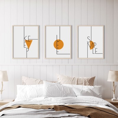 Houseart Κράτα την ζωή απλή!, σε Καμβά, Gallery Wall, 3 Τεμάχια