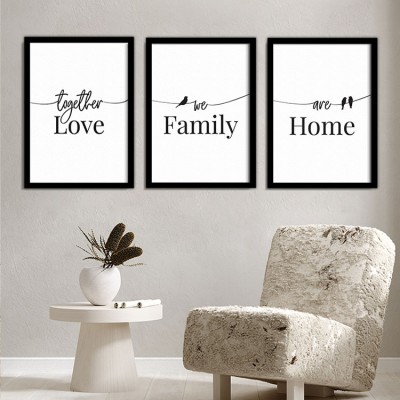 Houseart Αγάπη, Οικογένεια, Σπίτι, σε Καμβά, Gallery Wall, 3 Τεμάχια