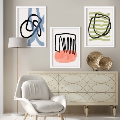 Lines and colors, σε Καμβά, Gallery Wall, 3 Τεμάχια