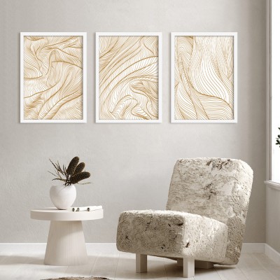 Houseart Gold line formation, σε Καμβά, Gallery Wall, 3 Τεμάχια