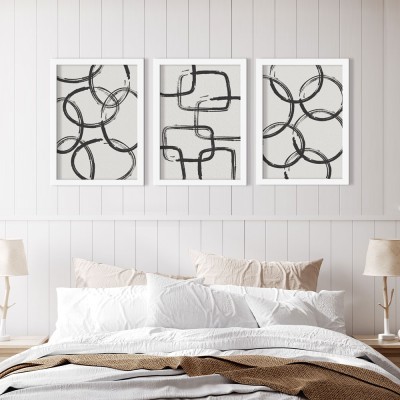 Μαύρα σχήματα, σε Καμβά, Gallery Wall, 3 Τεμάχια