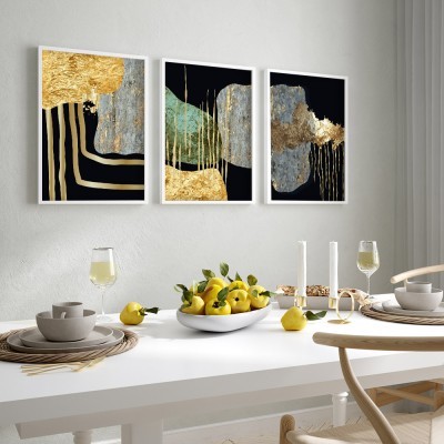 Gold & black atmosphere, σε Καμβά, Gallery Wall, 3 Τεμάχια