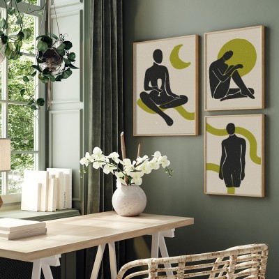 Human with green designs, σε Καμβά, Gallery Wall, 3 Τεμάχια