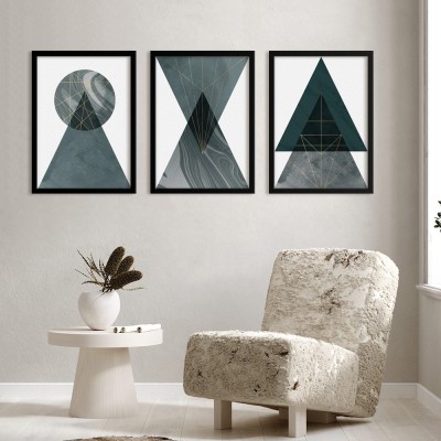 Houseart Dark triangles, σε Καμβά, Gallery Wall, 3 Τεμάχια