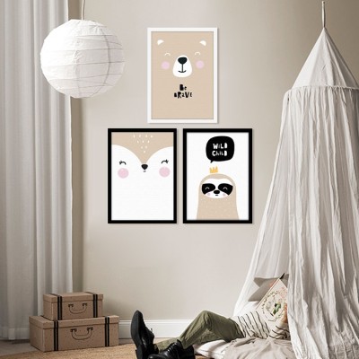 Smiley animals, σε Καμβά, Gallery Wall, 3 Τεμάχια