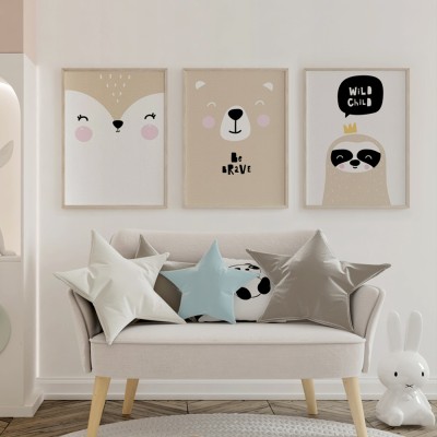 Χαμογελαστά ζωάκια, σε Καμβά, Gallery Wall, 3 Τεμάχια