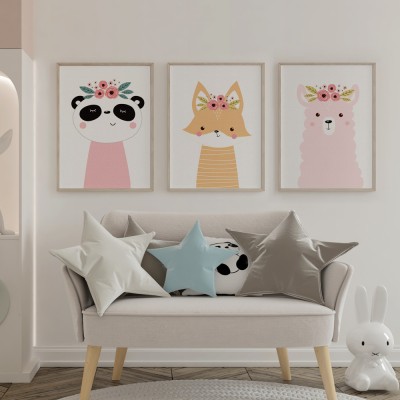 Cute Animals, σε Καμβά, Gallery Wall, 3 Τεμάχια