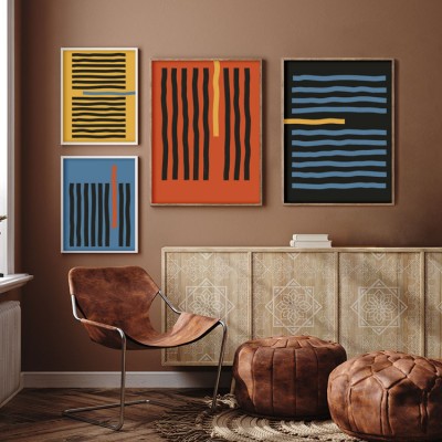 Line Art Drawing, σε Καμβά, Gallery Wall, 4 Τεμάχια