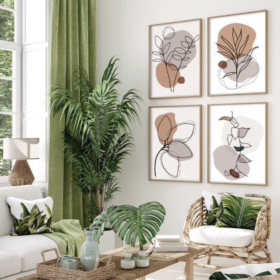 Line floral formation, σε Καμβά, Gallery Wall, 4 Τεμάχια