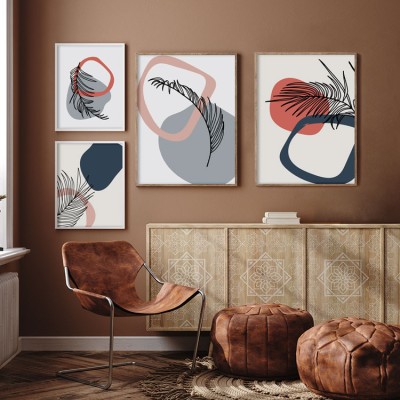 Ιδιαίτερη σύνθεση φύλλου, σε Καμβά, Gallery Wall, 4 Τεμάχια