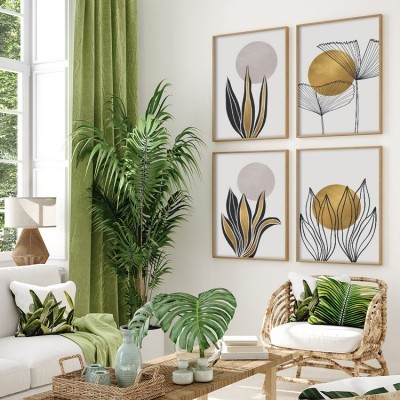 Houseart Plants in the moonlight, σε Καμβά, Gallery Wall, 4 Τεμάχια