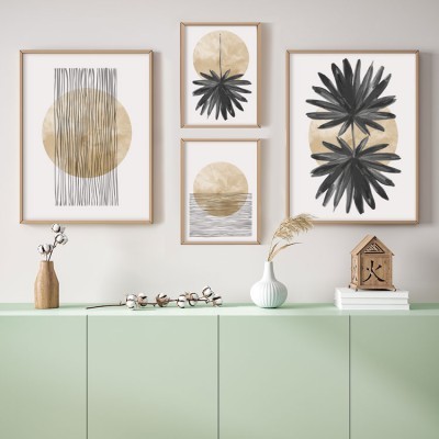 Φυτά στο ηλιοβασίλεμα, σε Καμβά, Gallery Wall, 4 Τεμάχια