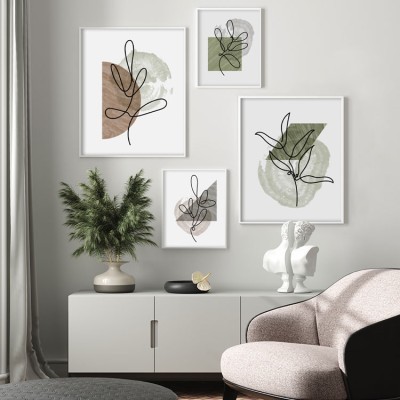 Houseart Περιγράμματα κλαδιών λουλουδιών, σε Καμβά, Gallery Wall, 4 Τεμάχια