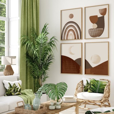 Houseart Dusty Brown formation, σε Καμβά, Gallery Wall, 4 Τεμάχια