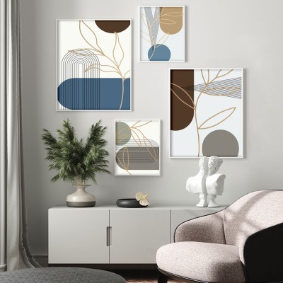 Houseart Χρυσό περίγραμμα κλαδιού, σε Καμβά, Gallery Wall, 4 Τεμάχια